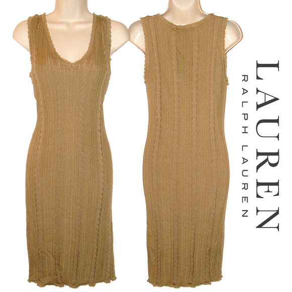 Lrl Pointelle Knit Crochet Slip Dress 
